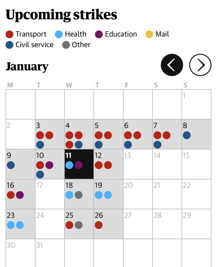 Календарь забастовок на январь | London Cult.