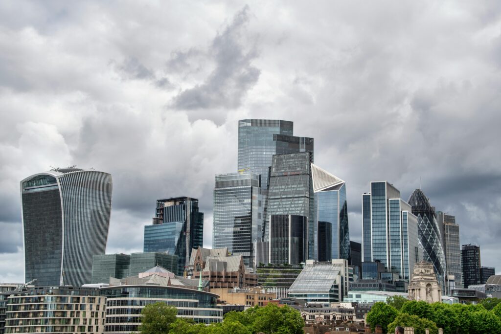 Skyscrapers in The City of London in UK