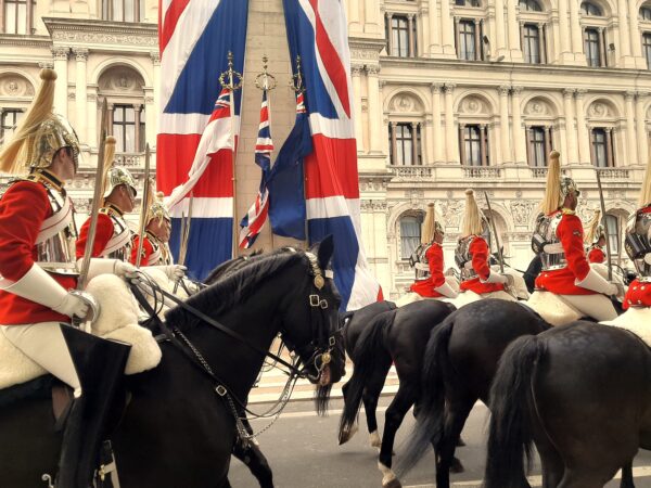 LONDON, UNITED KINGDOM, MAY 5TH 2025: VE Day procession and celebrations marking the 80th anniversary of the end of the second world war in Europe in central London