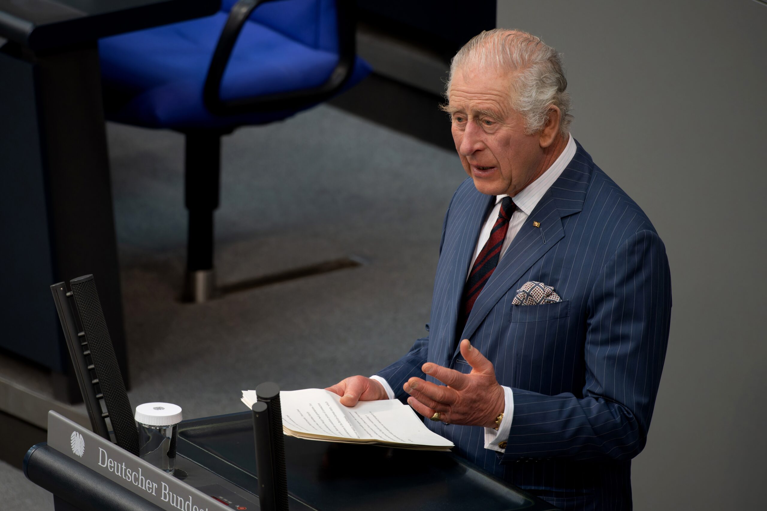 2023: close up portrait of King Charles III.