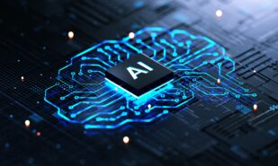 AI chip on a circuit board. Symbolizes technological advancement and artificial intelligence integration.
