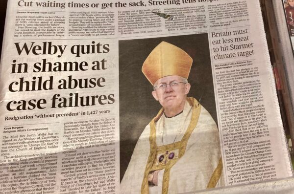 Attitudes of UK newspaper toward Justin Welby resigns as Archbishop of Canterbury