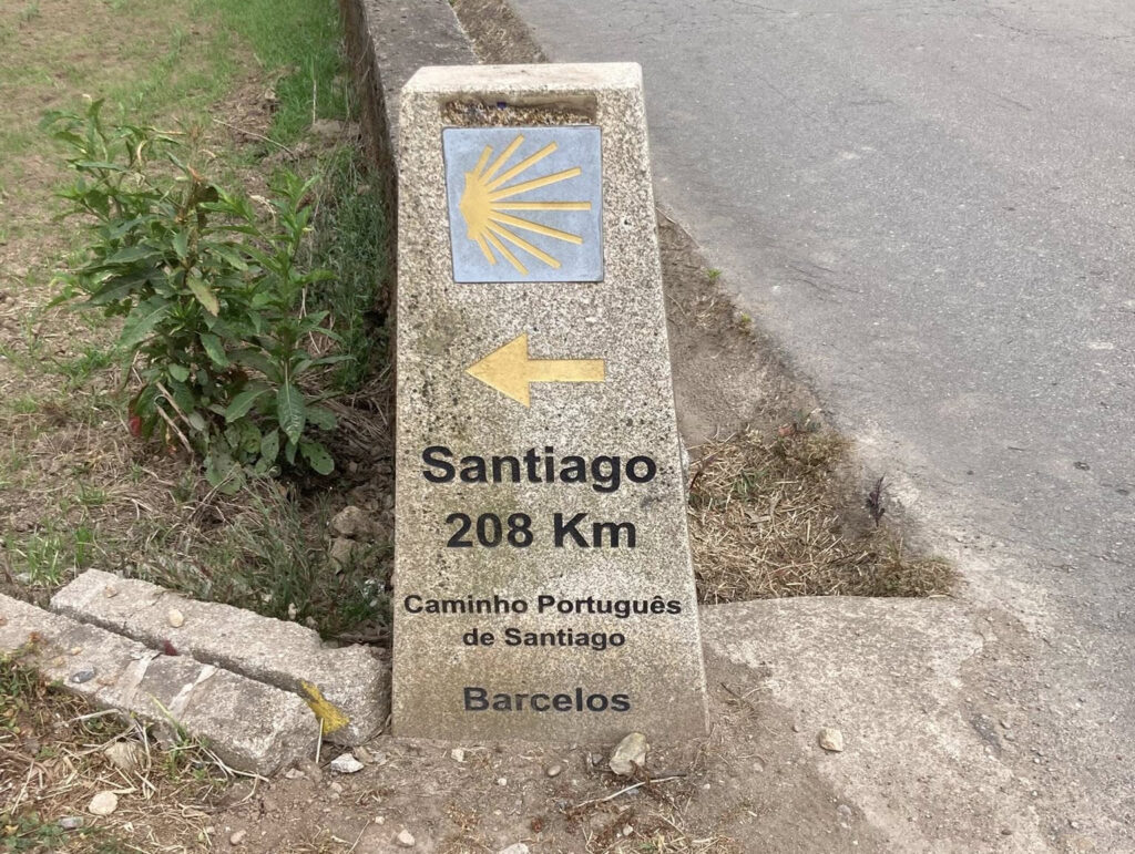 Portugal. Sign on path to Santiago de Compostela