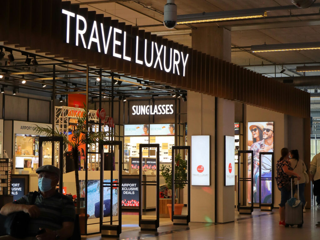 Duty free shops at an airport