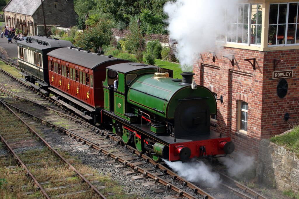 A steam train in England