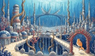 Сгенерированное изображение сказочного подводного города