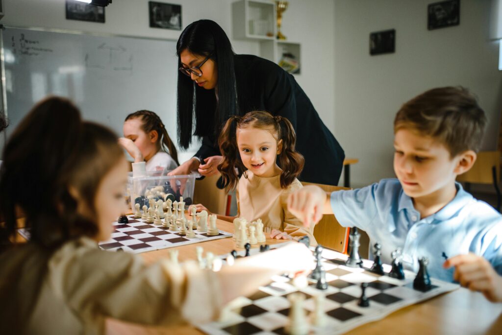 Kids playing chess