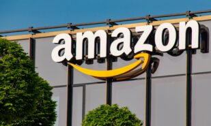 Amazon logo on the office building