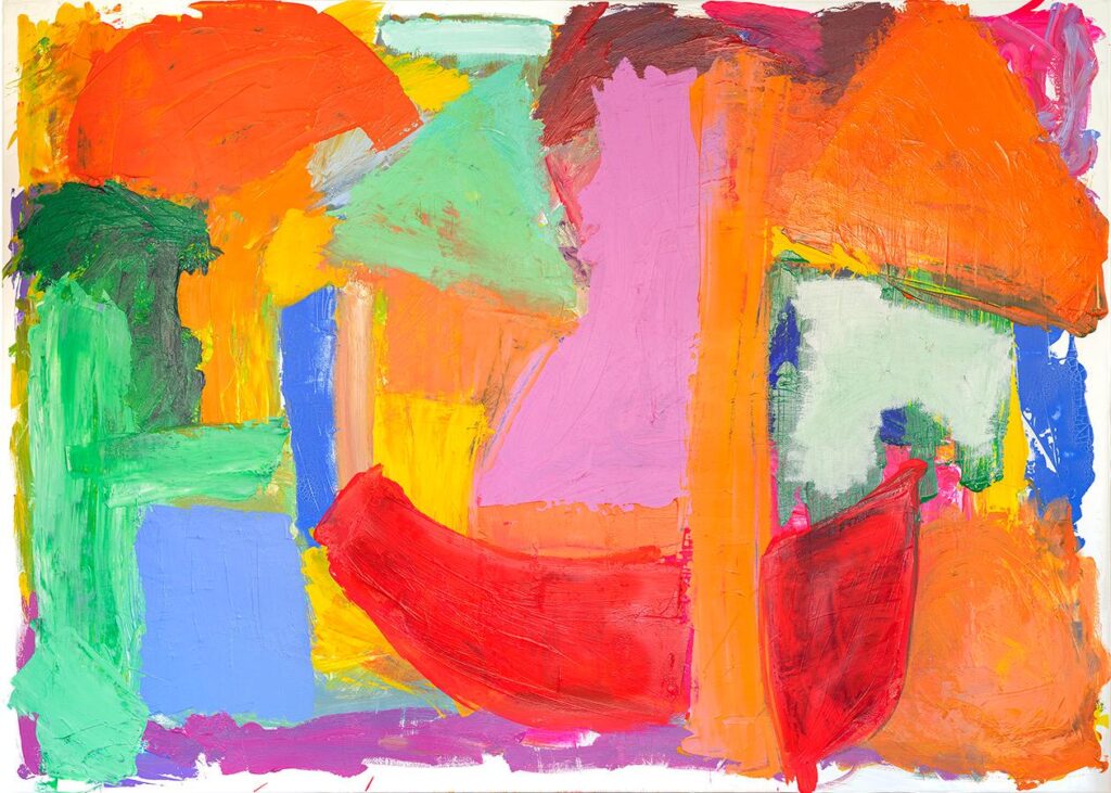 Sophie Lévy Burton, The Monastery. Acrylic and oil stick on linen. 100 x 180 cm