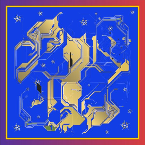 VITALIV Silk Twill Scarf “Christmas Reindeer Blue”