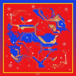 Платок VITALIV из шёлкового твила — «Рождественский Олень на Красном»