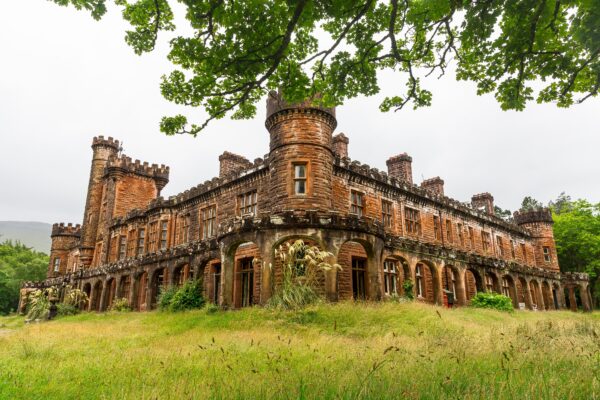 Kinloch Castle, Isle of Rum, Scotland, July 14 2023. Kinloch Castle, late Victorian Mansion built by Sir George Bullough on the hebridean island of Rum in Scotland