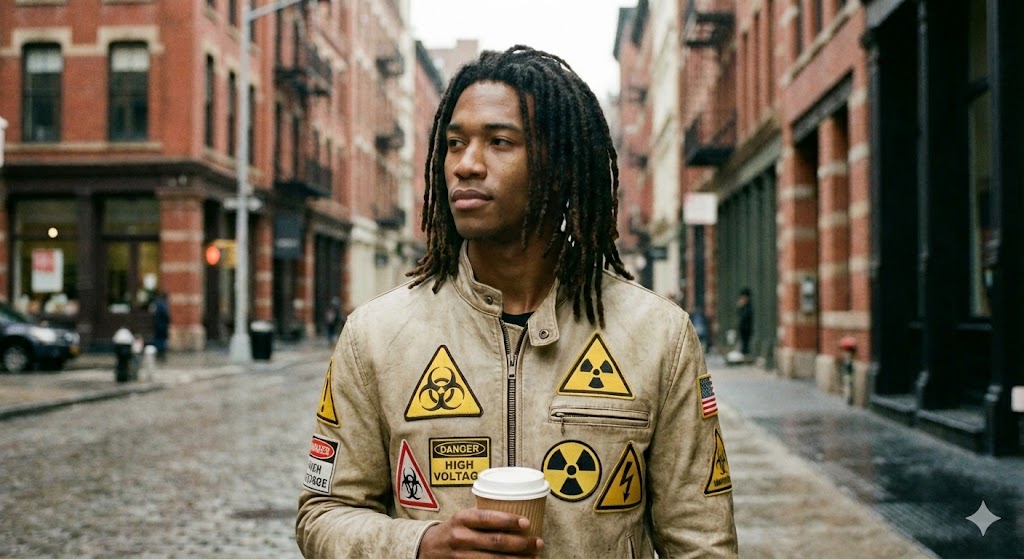 young man holding cup of coffee, ai generated