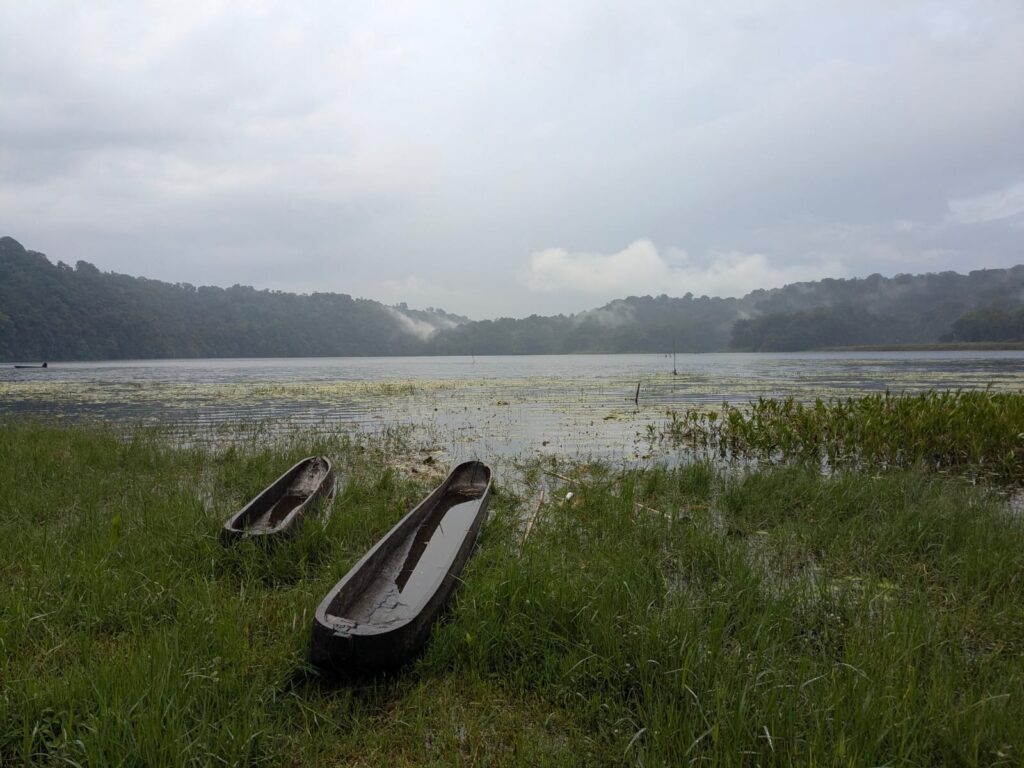 Boat on lake shore in Bali, Indonesia